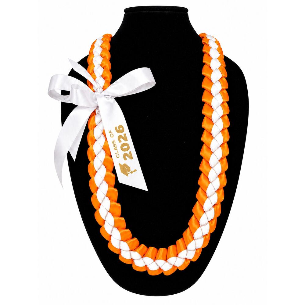Orange and White Graduation Lei Class of 2026